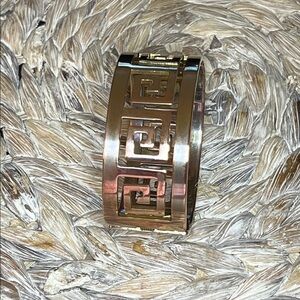 Brass or Copper‎ Greek Key Wide Spring Cuff Bracelet